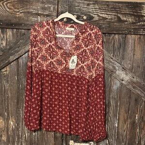 Easel Rust Floral Women's Blouse